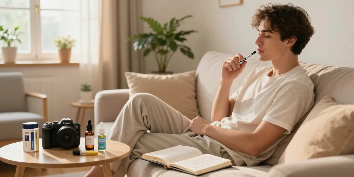 Vape THC product used for organic wellness, showcasing CBD oil and natural vapor device in peaceful setting.