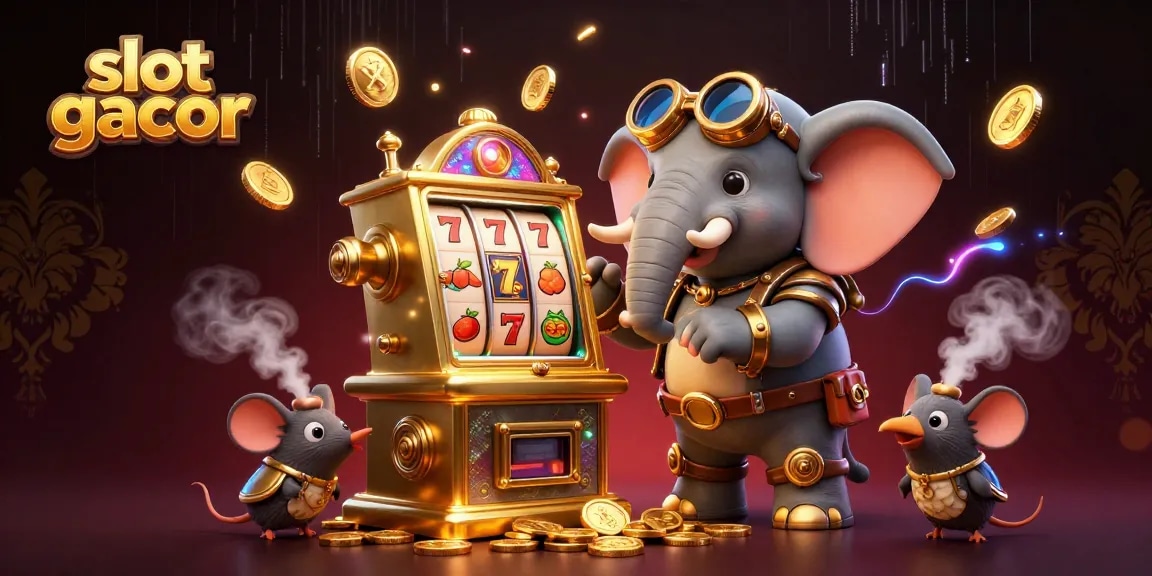 Spin the exciting slot gacor with vibrant elements featuring a steampunk elephant engineer.