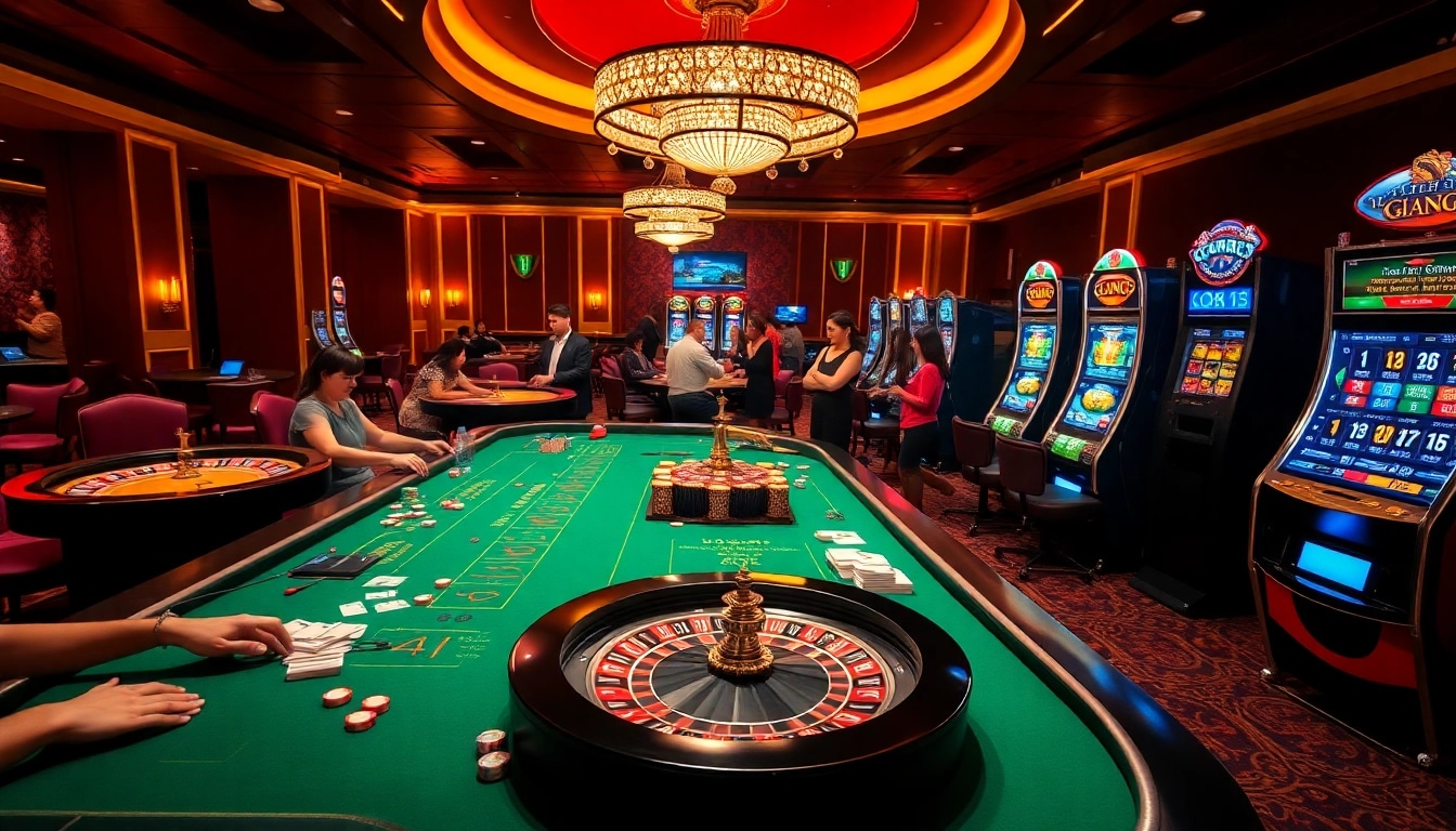 Experience the excitement of online gambling with OK365 in a luxurious casino setting.