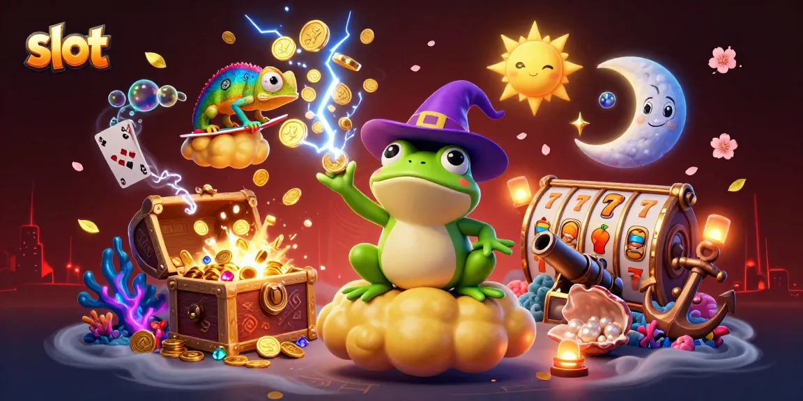Menggambar slot yang memukau dengan karakter lucu dan elemen kasino yang berkaitan untuk pengalaman bermain yang menyenangkan.