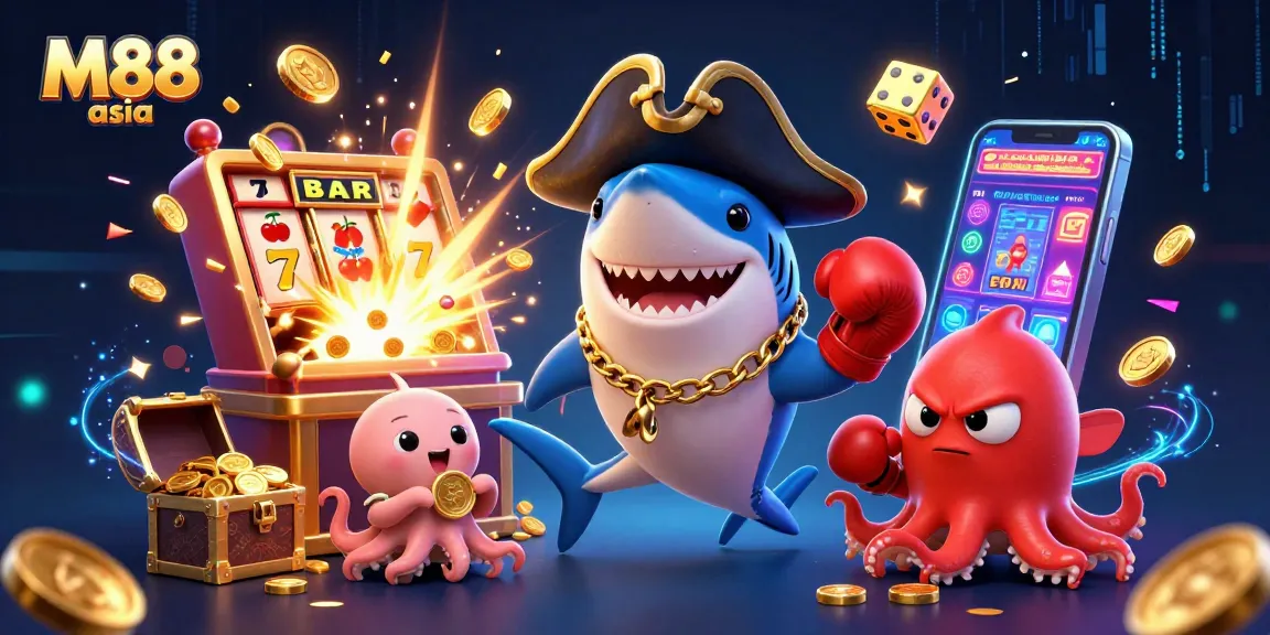 Engage with exciting games at M88 asia, where the pirate shark and friends celebrate the jackpot!