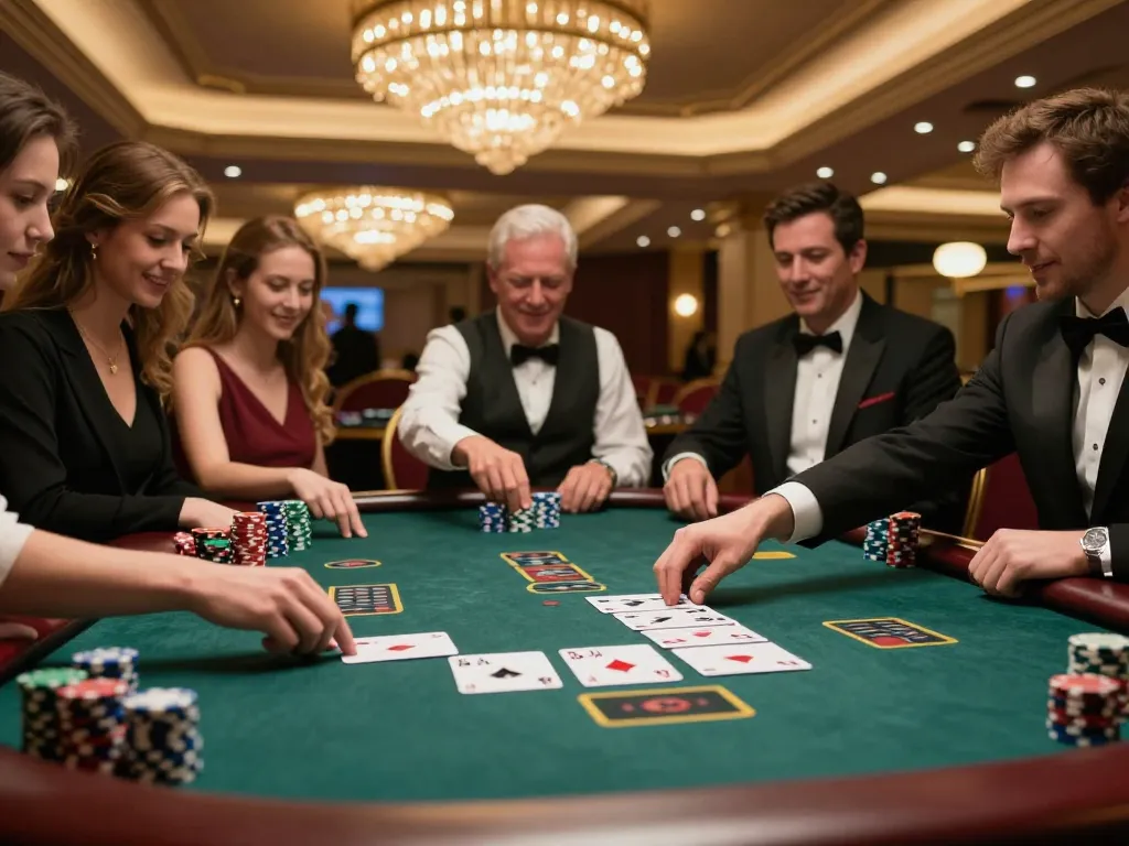 99win players strategizing during an exciting blackjack game while enjoying luxury casino atmosphere