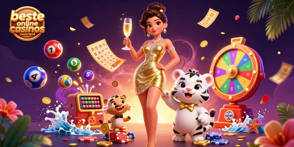 Experience the excitement at beste online casinos nederland with glamorous characters amidst casino elements.