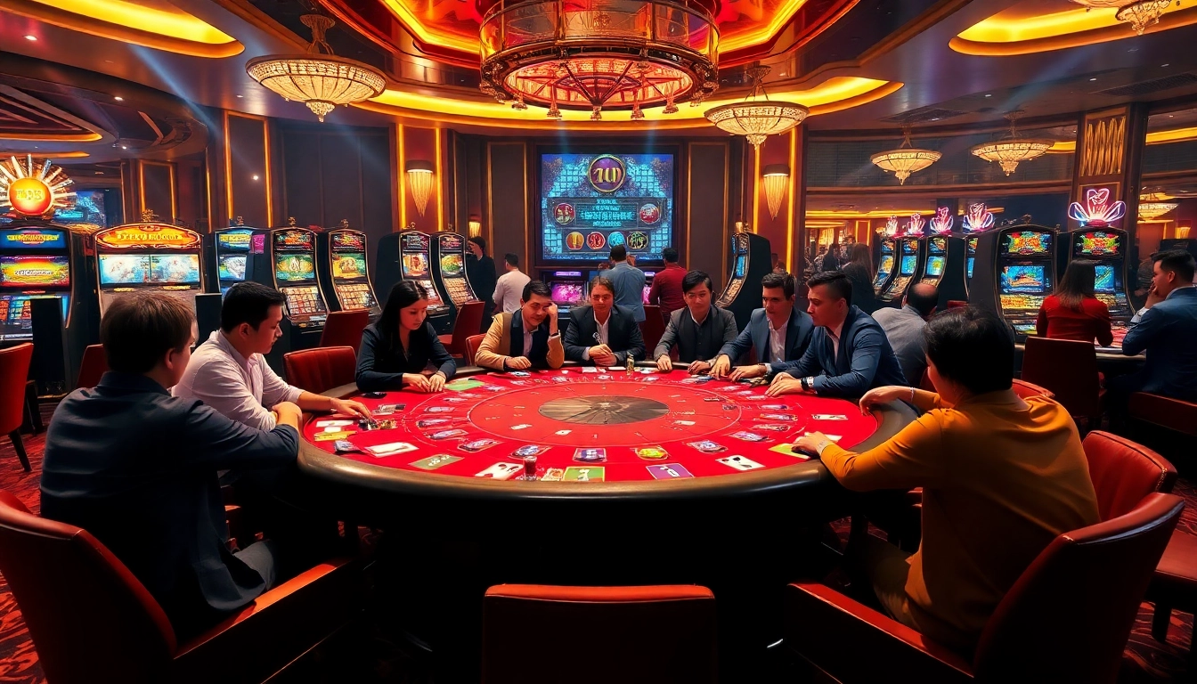 Exciting gaming action at the 789club casino table with vibrant poker chips and players.