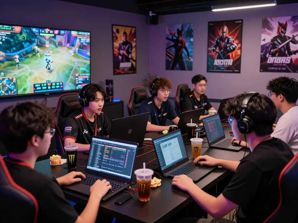 Esports betting Singapore scene with young adults engaged in gaming and betting activities.