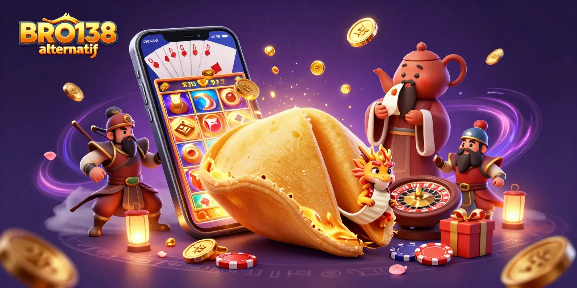 Spin to win with BRO138 alternatif, featuring a golden cookie and dynamic casino elements.