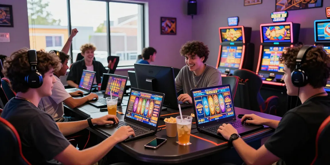 Players enjoying slot gacor games in a vibrant online casino, showcasing lively atmosphere and digital excitement.