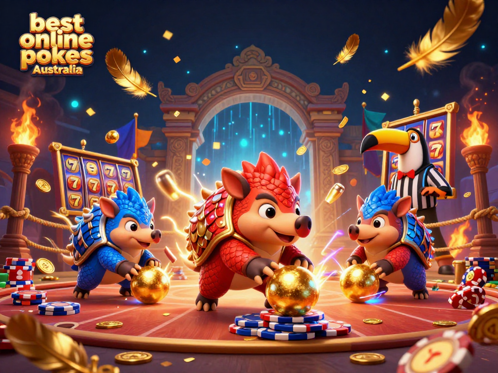 Experience the excitement of the best online pokies Australia with playful pangolins and vibrant casino elements.