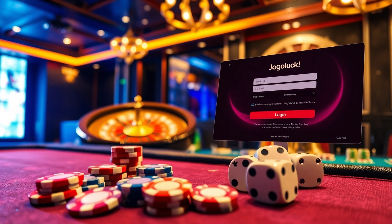 Engage with the exciting Jogoluck Login experience in a vibrant casino setting.