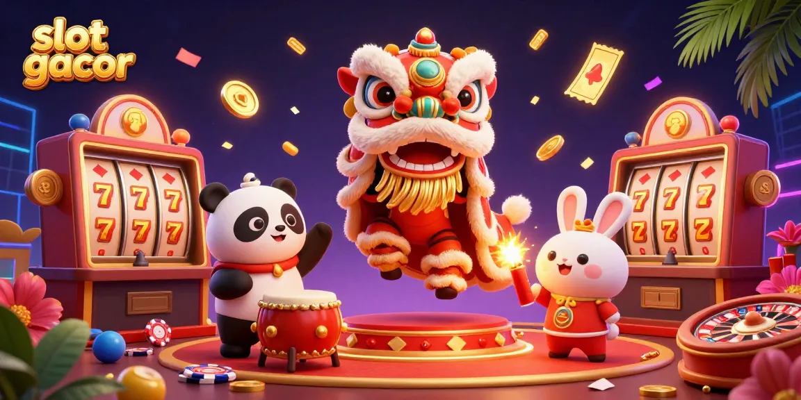 Engage with slot gacor excitement through vibrant characters and dynamic casino elements in a thrilling scene.