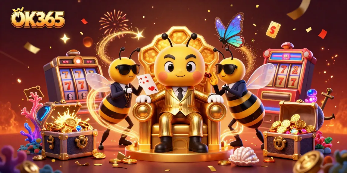 Experience the excitement of OK365 with a vibrant casino-themed illustration showcasing rich game elements.
