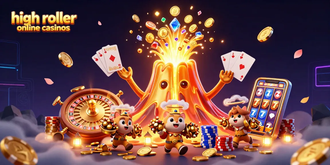 Experience excitement at high roller online casinos with a golden volcano and treasure-filled animals!