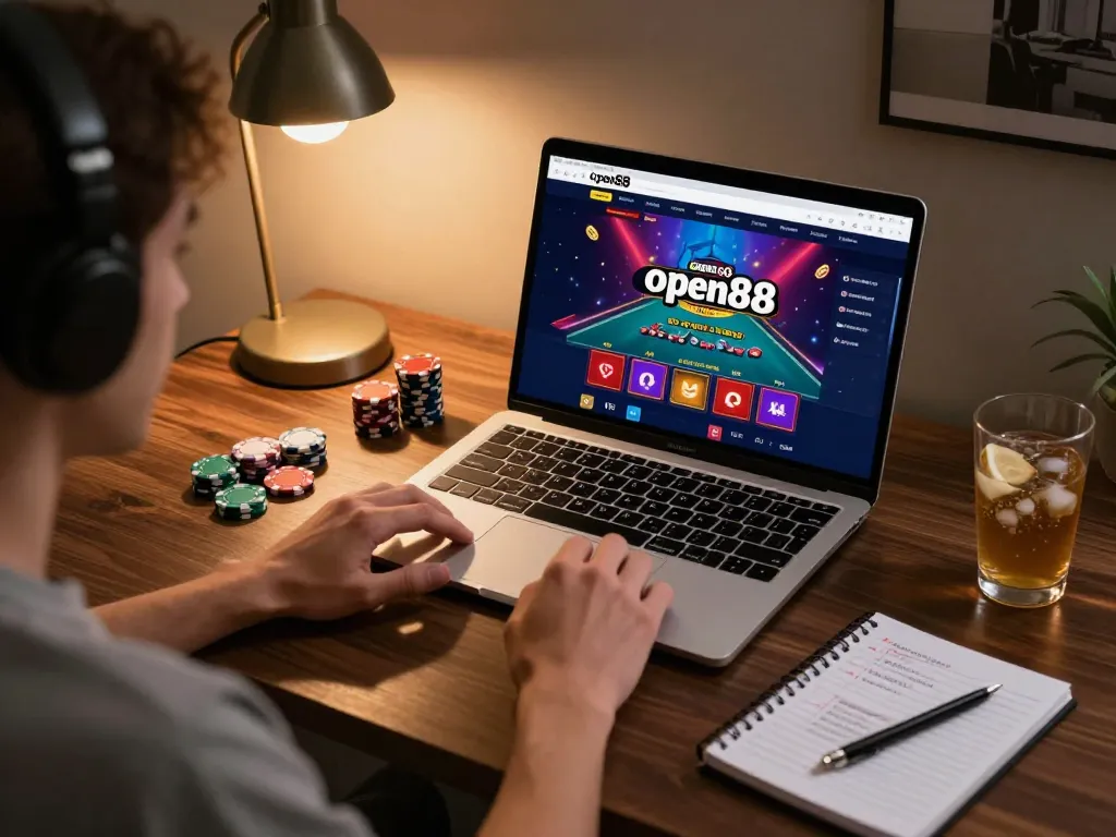 Engaging experience on open88 with user betting on live blackjack from home gaming setup