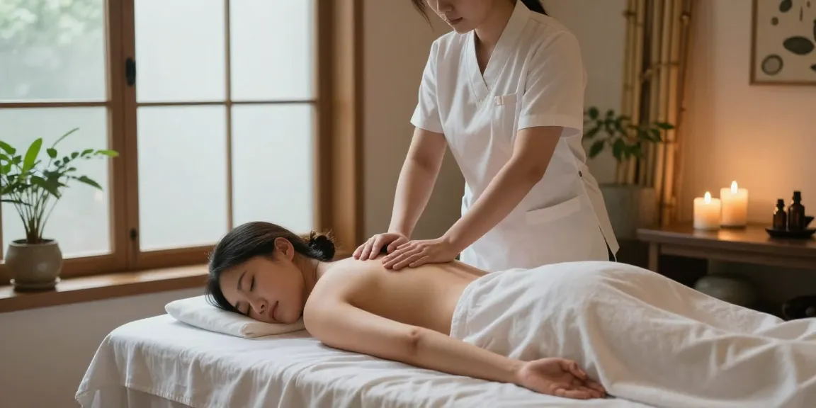 안산출장마사지 therapy session with a relaxing atmosphere featuring soothing elements.