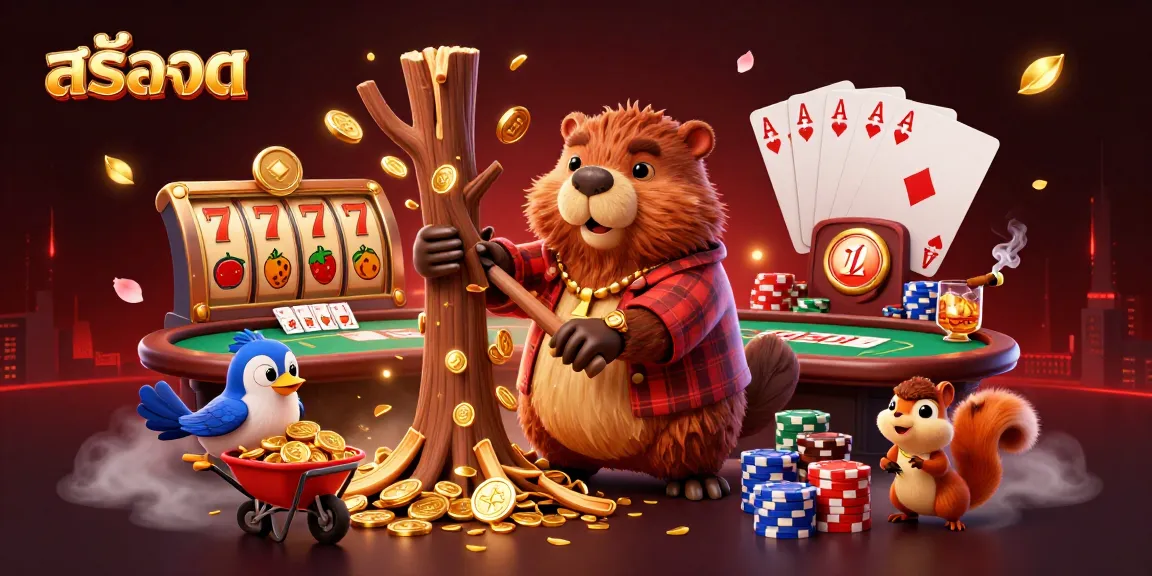 Experience สล็อต excitement with a lively scene featuring vibrant characters and a dynamic casino atmosphere.