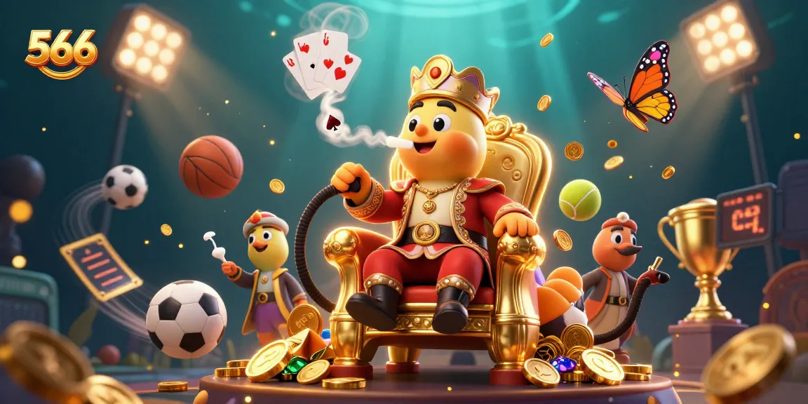 Engage with 566's vibrant casino atmosphere, featuring a caterpillar hookah master amidst dynamic gaming elements.