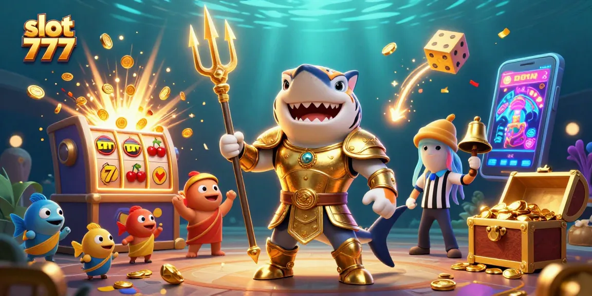 Experience thrilling wins with slot 777 magic as a fierce shark gladiator dominates the casino scene.