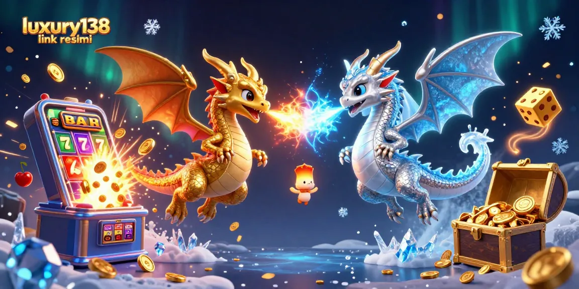Experience the luxury138 link resmi in a vibrant casino scene with dragons, jackpots, and game elements.