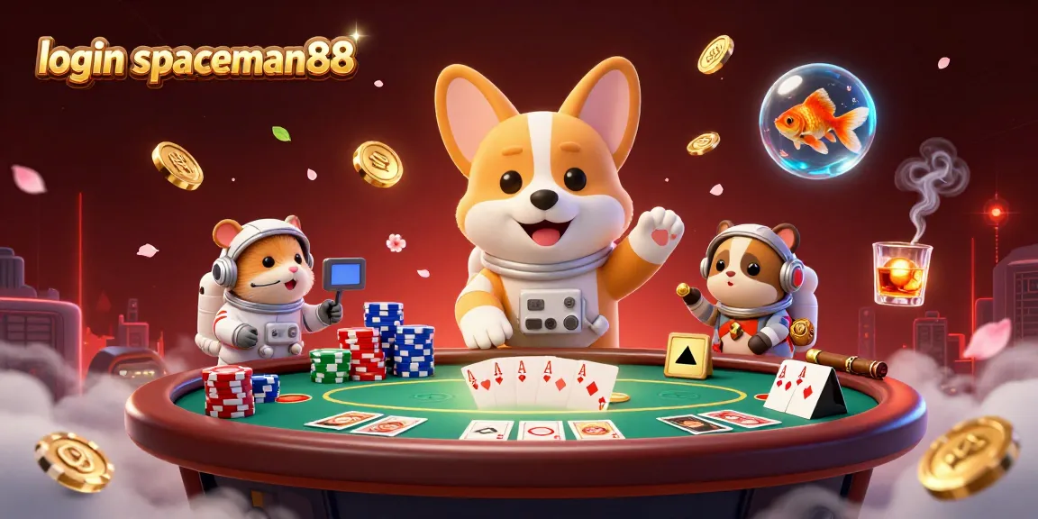 Join the excitement in the login spaceman88 casino with corgi astronauts and floating poker chips.