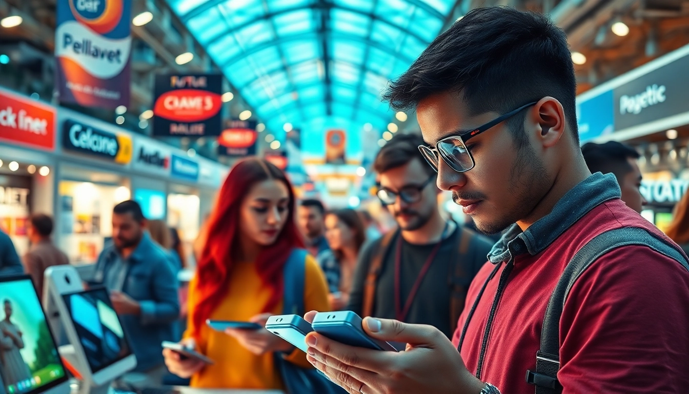 Engaging scene showcasing geekthc in a vibrant tech market atmosphere.