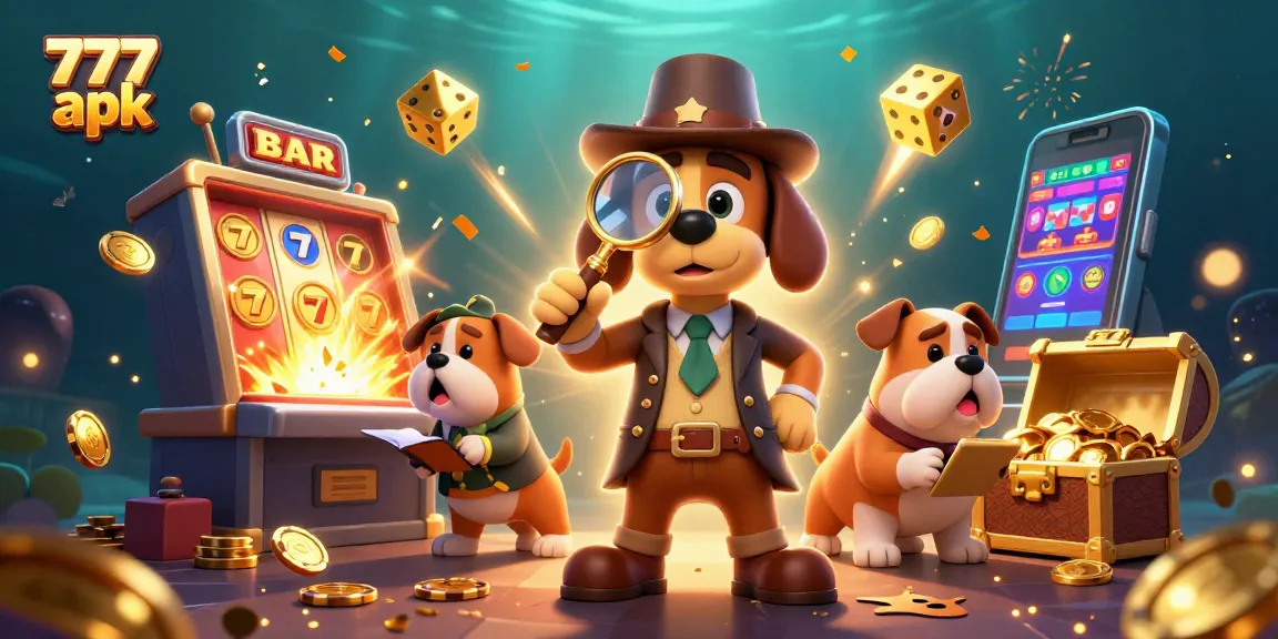 Play 777 apk in a vibrant scene with characters uncovering winning treasures.