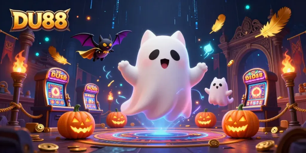 Experience thrilling games with DU88 as ghostly characters float through a haunted casino