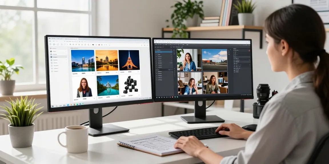 Free AI detector interface showcased on dual monitors in a modern tech workspace.