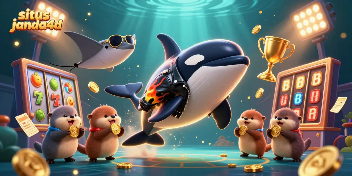 Gambarkan situs janda4d dengan karakter lucu dan elemen kasino menarik bersinar.