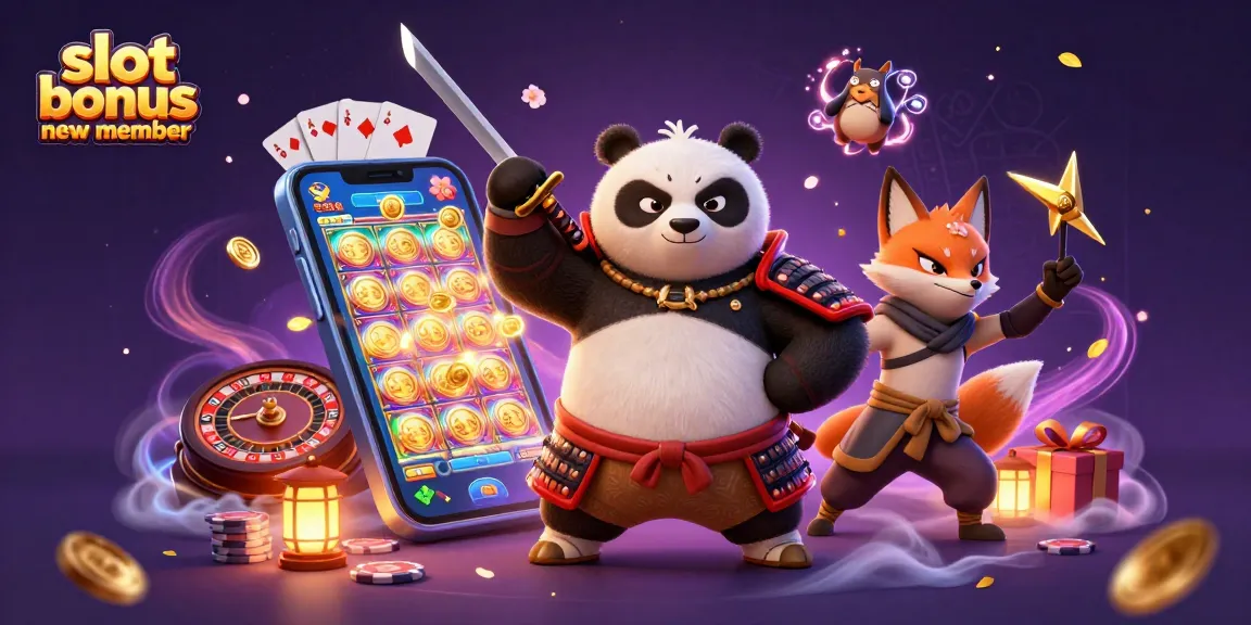 Mainkan slot bonus anggota baru dengan keberuntungan bersama panda samurai dan teman ninja.