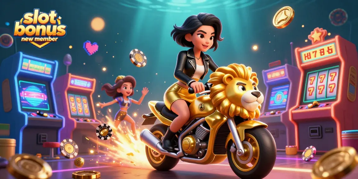 Claim your slot bonus new member with vibrant 3D casino action featuring a glamorous character in a dazzling scene.