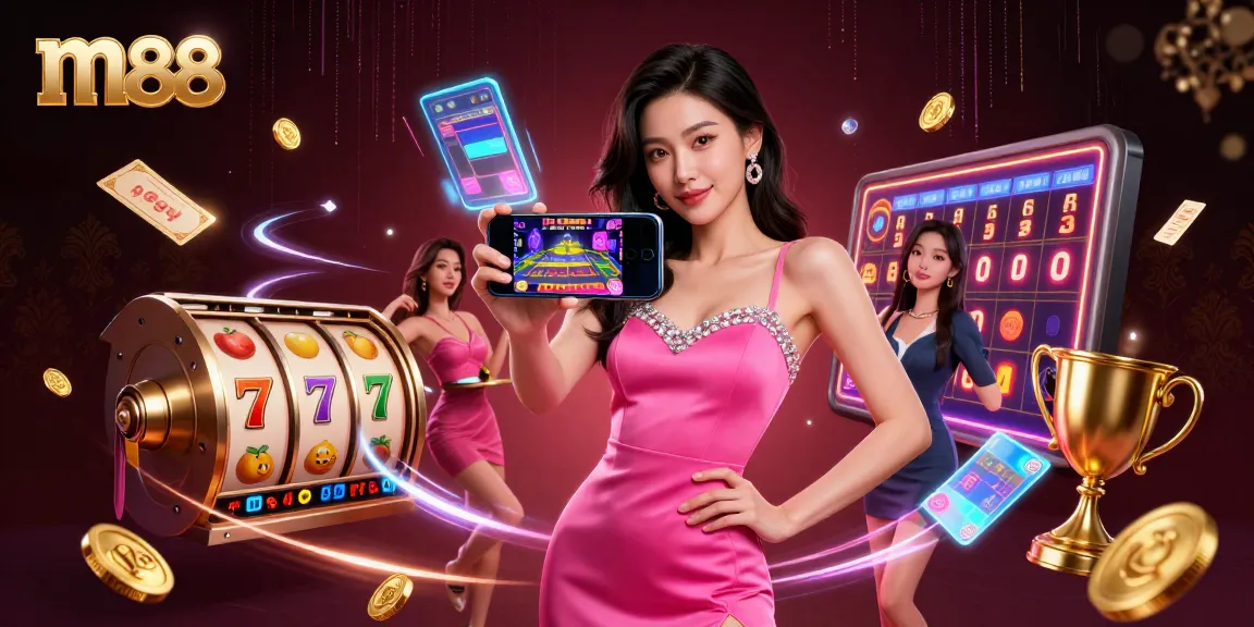 Experience the captivating world of m88 with a vibrant casino illustration depicting excitement and dynamic gameplay.