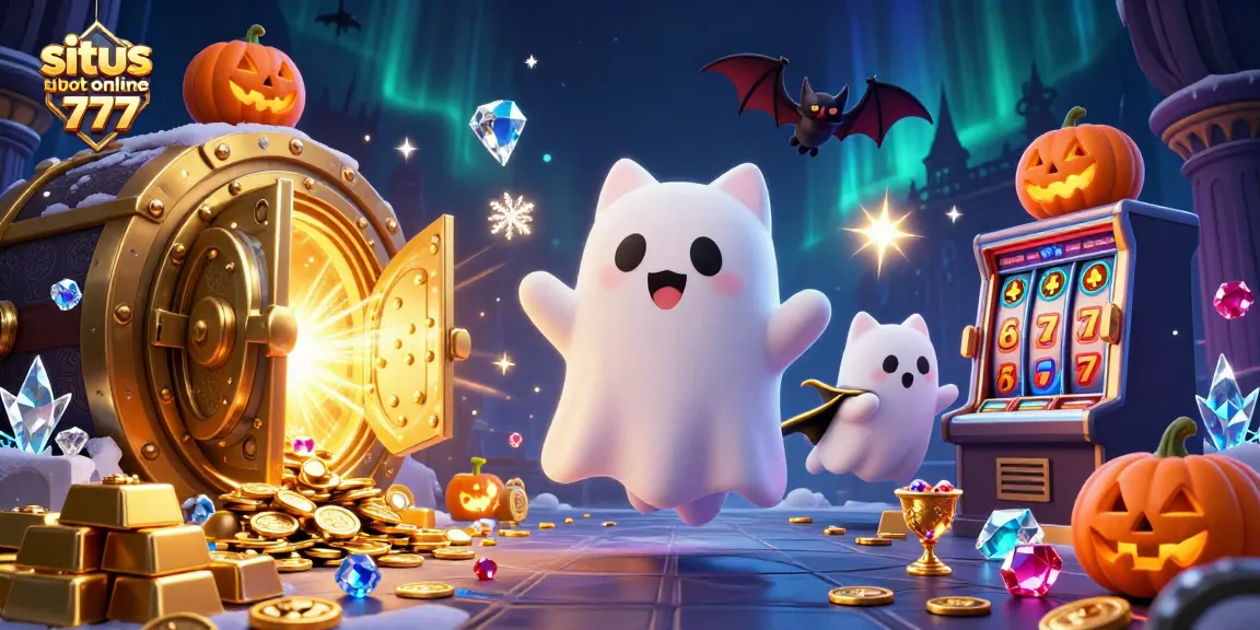 Menangkan jackpot di situs slot online 777 dengan kucing hantu dan harta berkilauan.
