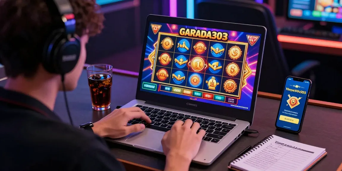 Engaged player enjoying garuda303 slot online game in vibrant gaming setup
