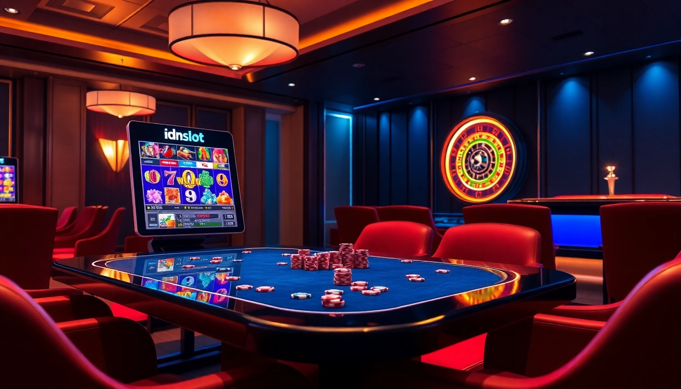 Experience the thrill of idnslot with vibrant slot machines and luxurious casino elements.
