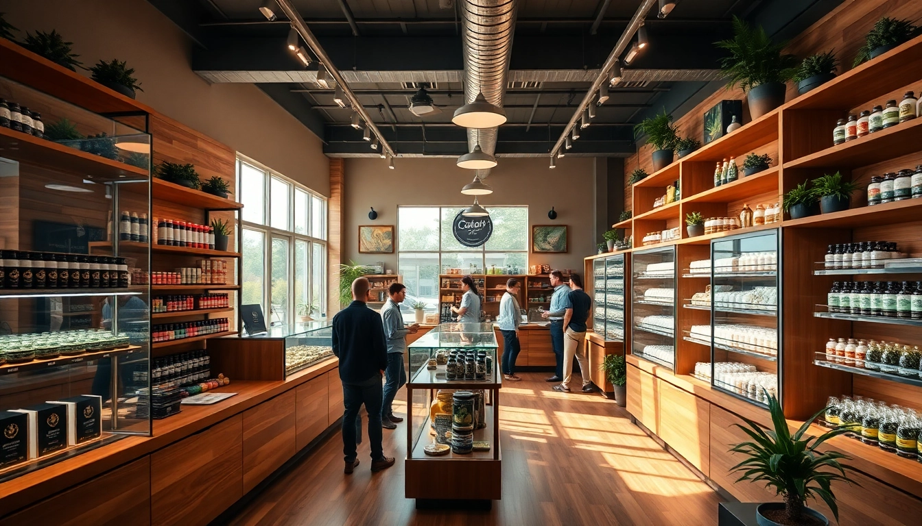 Browse diverse cannabis products in a welcoming weed store ambiance.