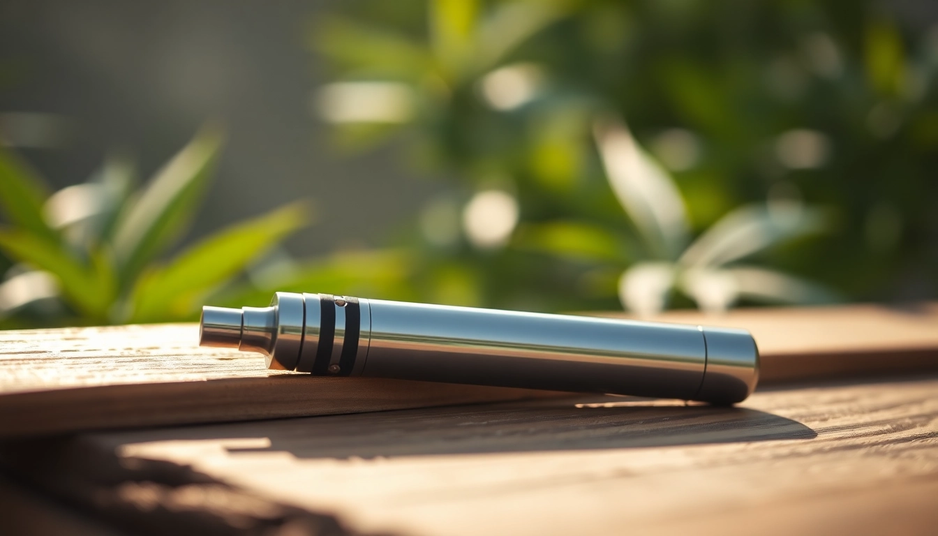 Exquisite Cannabis Vape pen showcased against a natural wood background highlighting its sleek design.