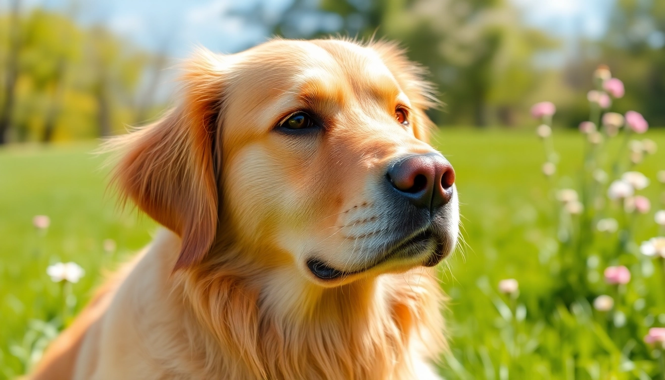 Dog relaxing in a park highlighting the benefits of CBD Oil For Dog for health and wellness.