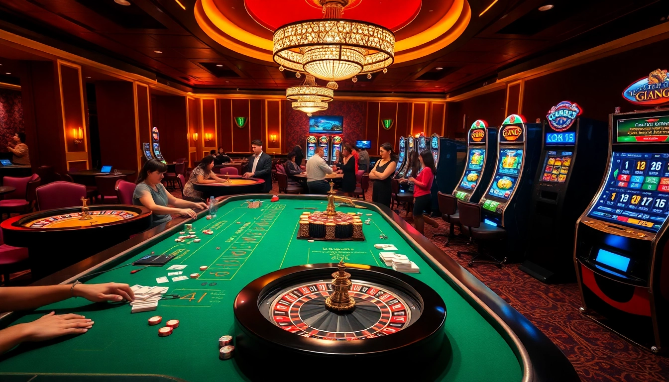 Experience the excitement of online gambling with OK365 in a luxurious casino setting.