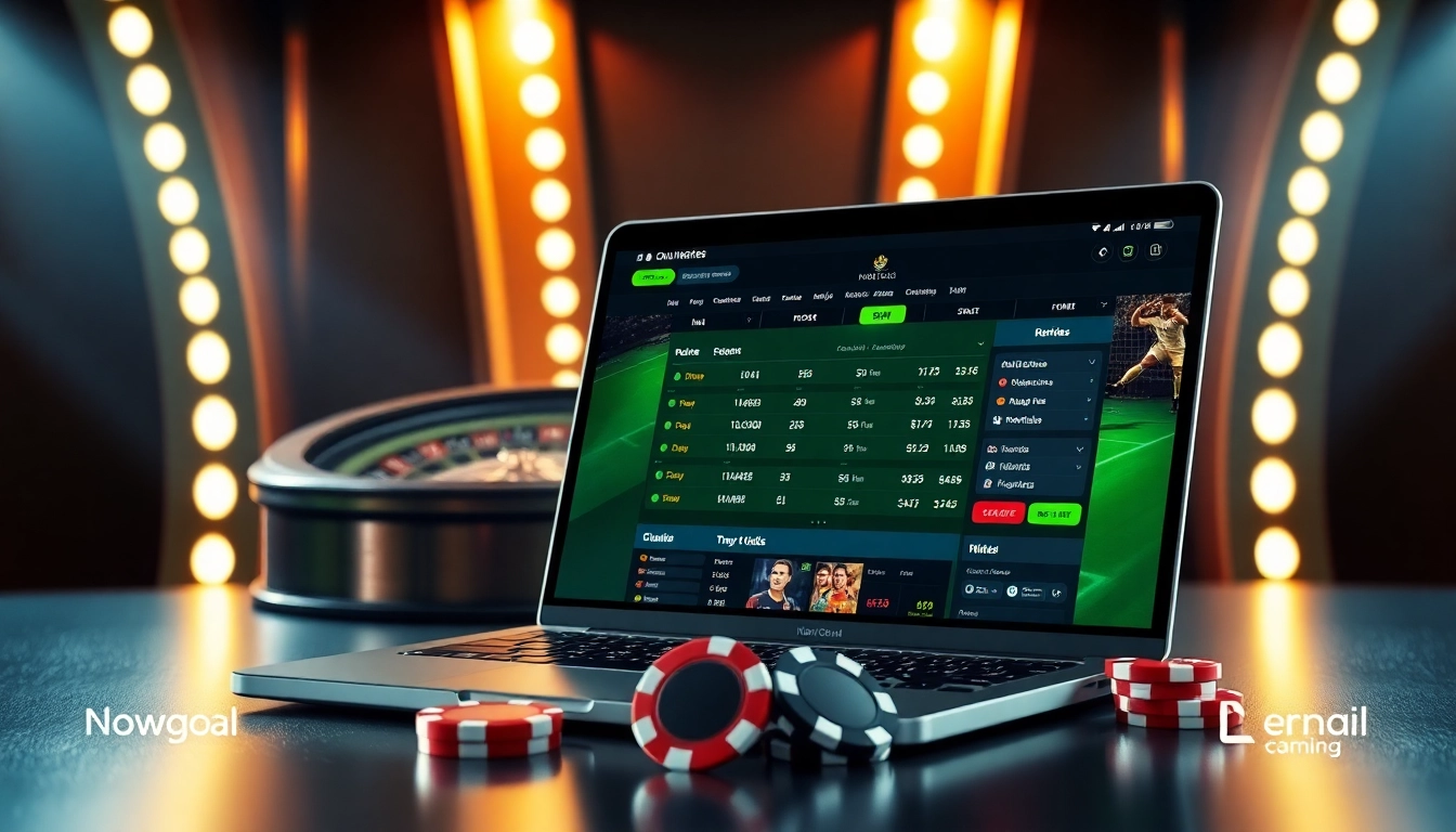 Nowgoal bóng đá betting interface showcasing live scores and vibrant casino elements for an engaging gambling experience.
