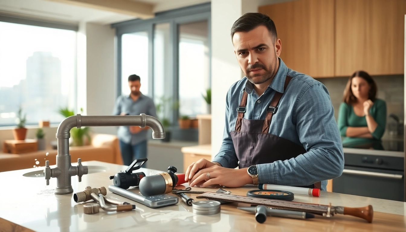 NYC emergency plumber & sewer fixing a burst pipe in a New York City apartment.